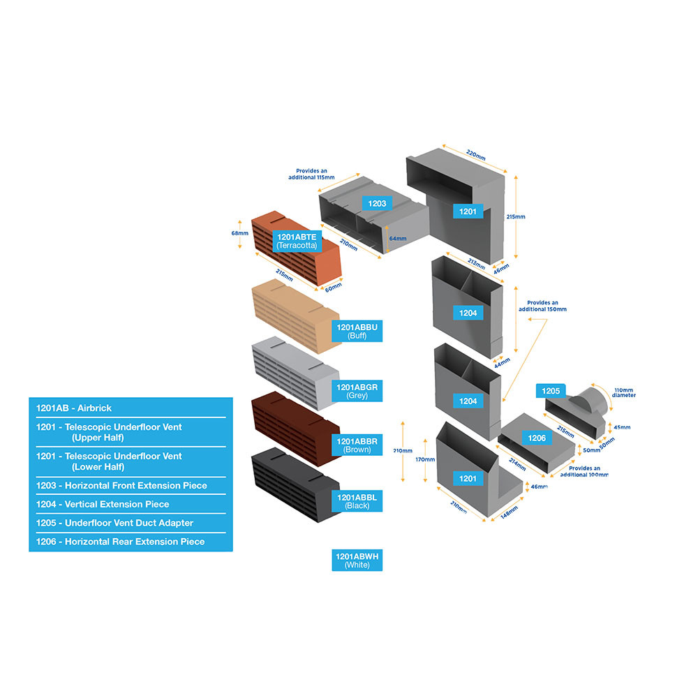 1201,_1203,_1204,_1205,_1206_and_1201AB_Timloc_Televent_and_Extension_Accessories_with_Airbricks_