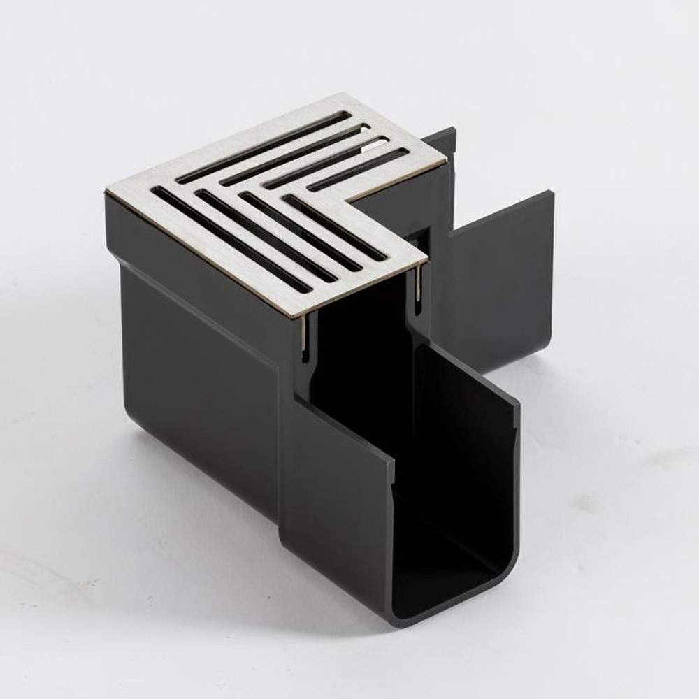 Aco Threshold Drain Corner Unit With Stainless Steel Grating