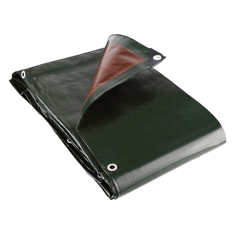 Heavy Duty Green/Brown Tarpaulin Sheet 250gsm 10 x 11m