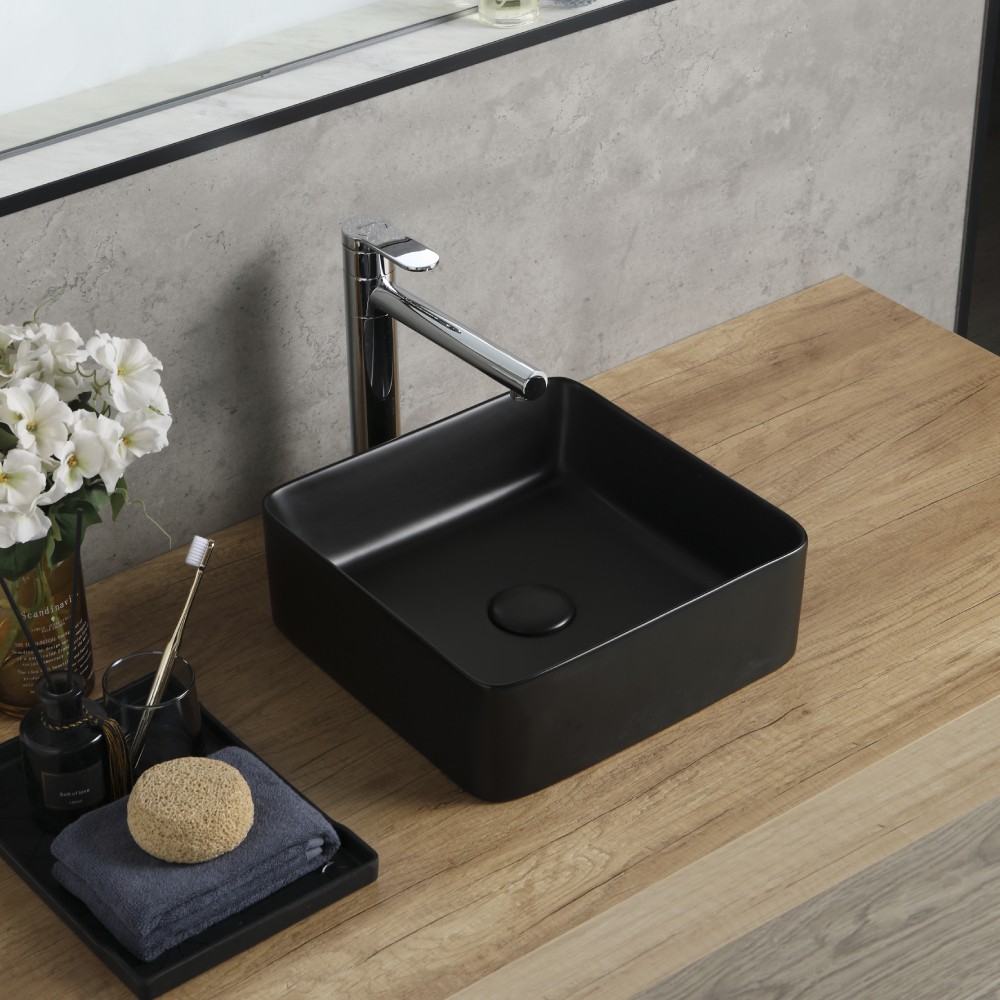 345mm Black Ceramic Round Countertop Basin