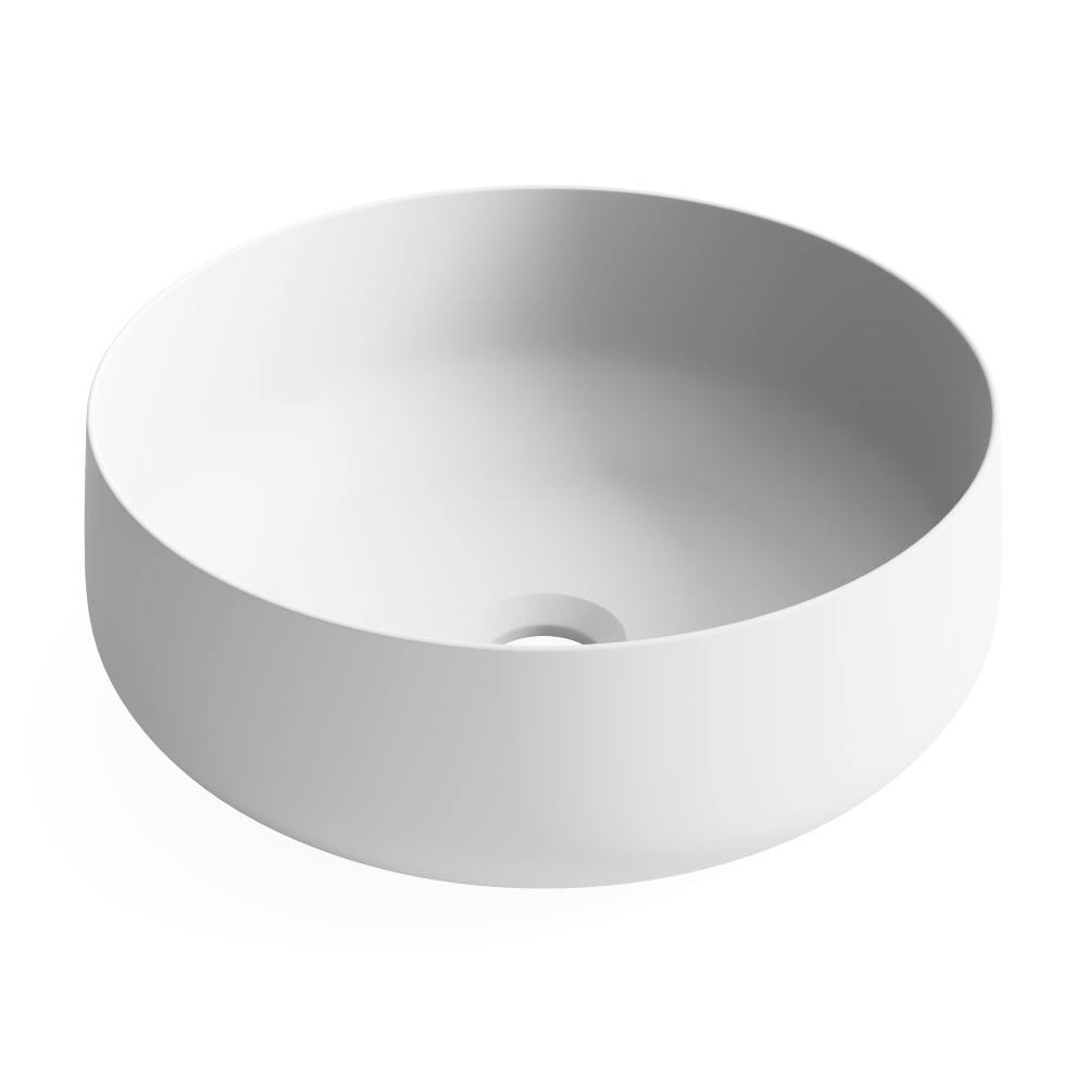 380mm x 135mm White Stone Resin Round Basin