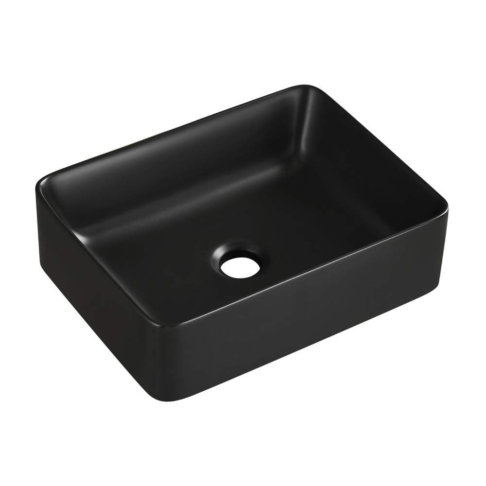 Clickbasin Black 400Mm X 300Mm Ceramic Rectangular Countertop Basin