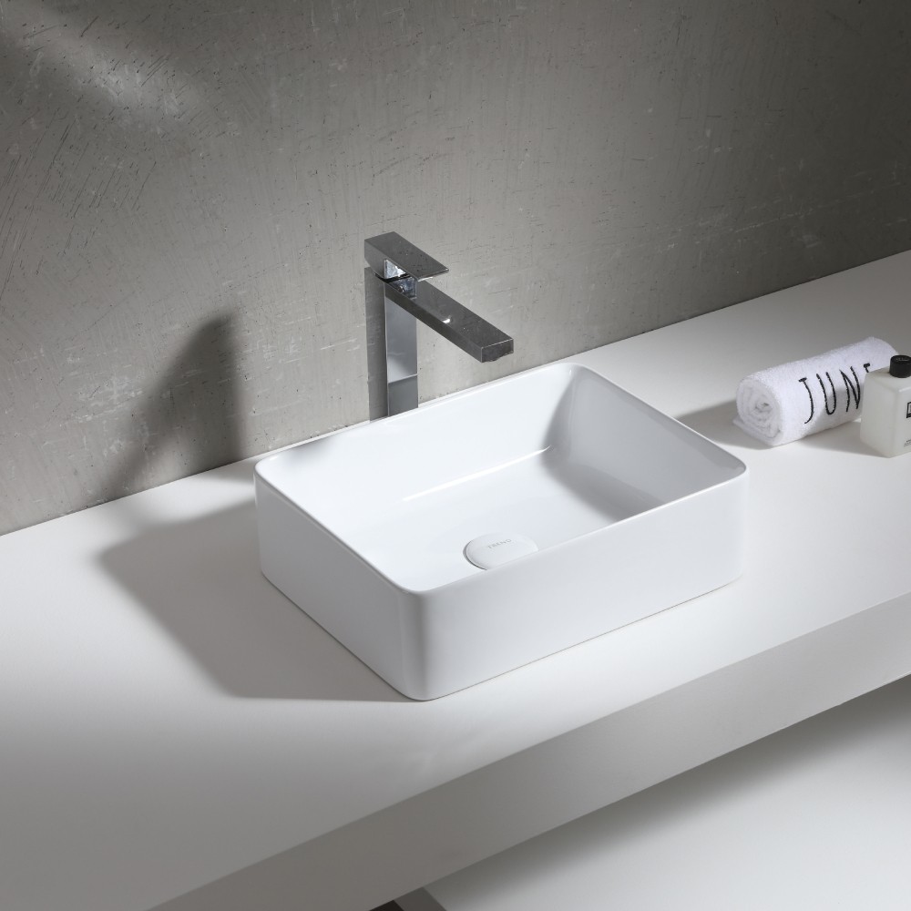 400mm x 300mm White Ceramic Rectangular Countertop Basin