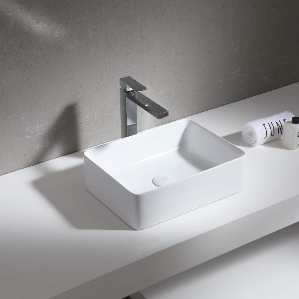 Clickbasin White 400Mm X 310Mm Ceramic Rectangular Countertop Basin