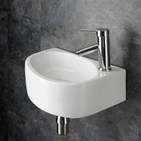 Balsamo 430mm x 290mm White Ceramic Right Hand Narrow Rectangular Basin