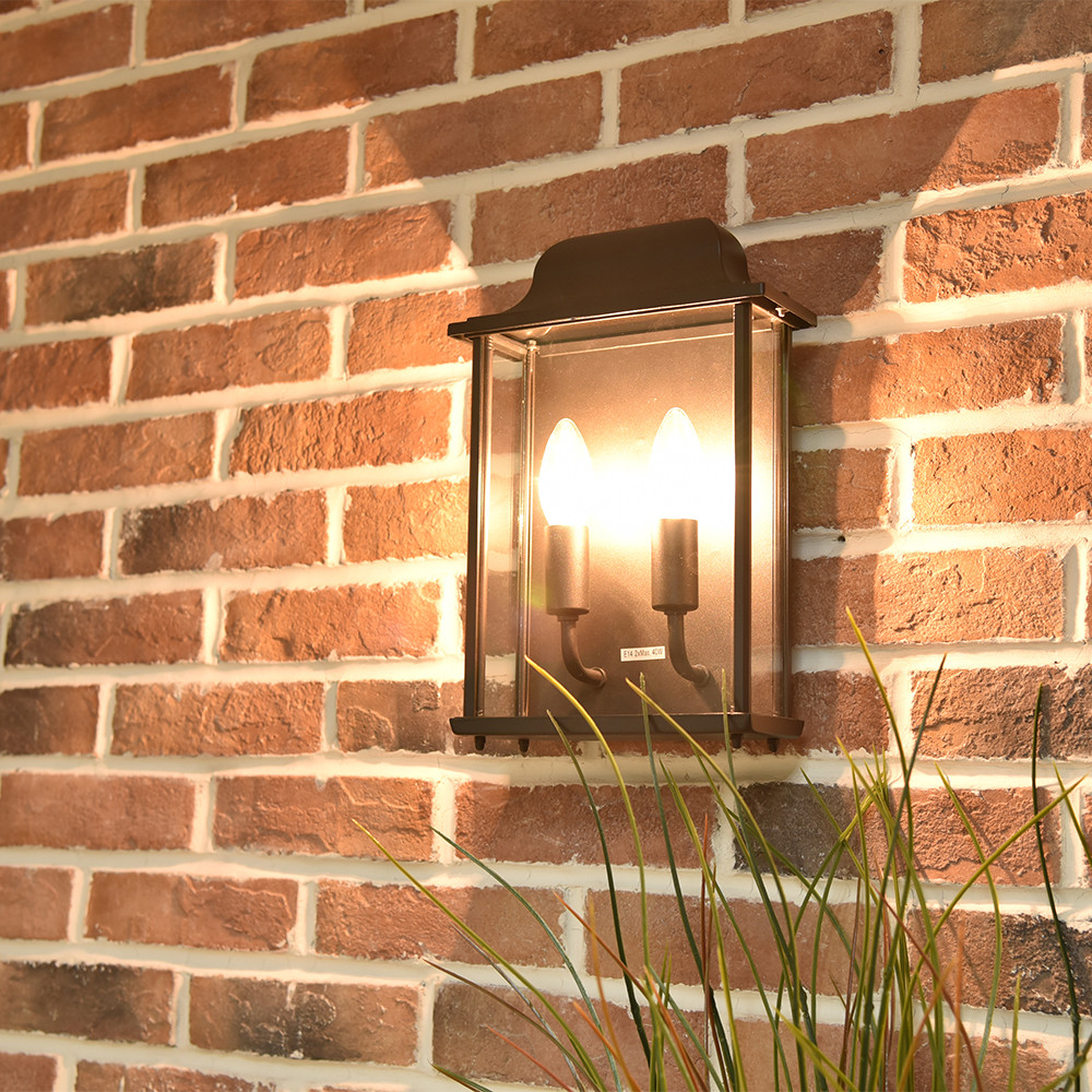 LUTEC Holly IP44 Outdoor Wall Light E14 - Black