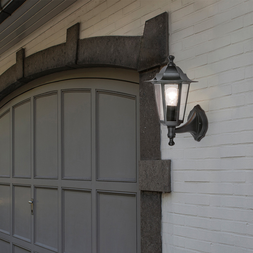 LUTEC Corniche IP44 Outdoor Wall Light E27 - Black