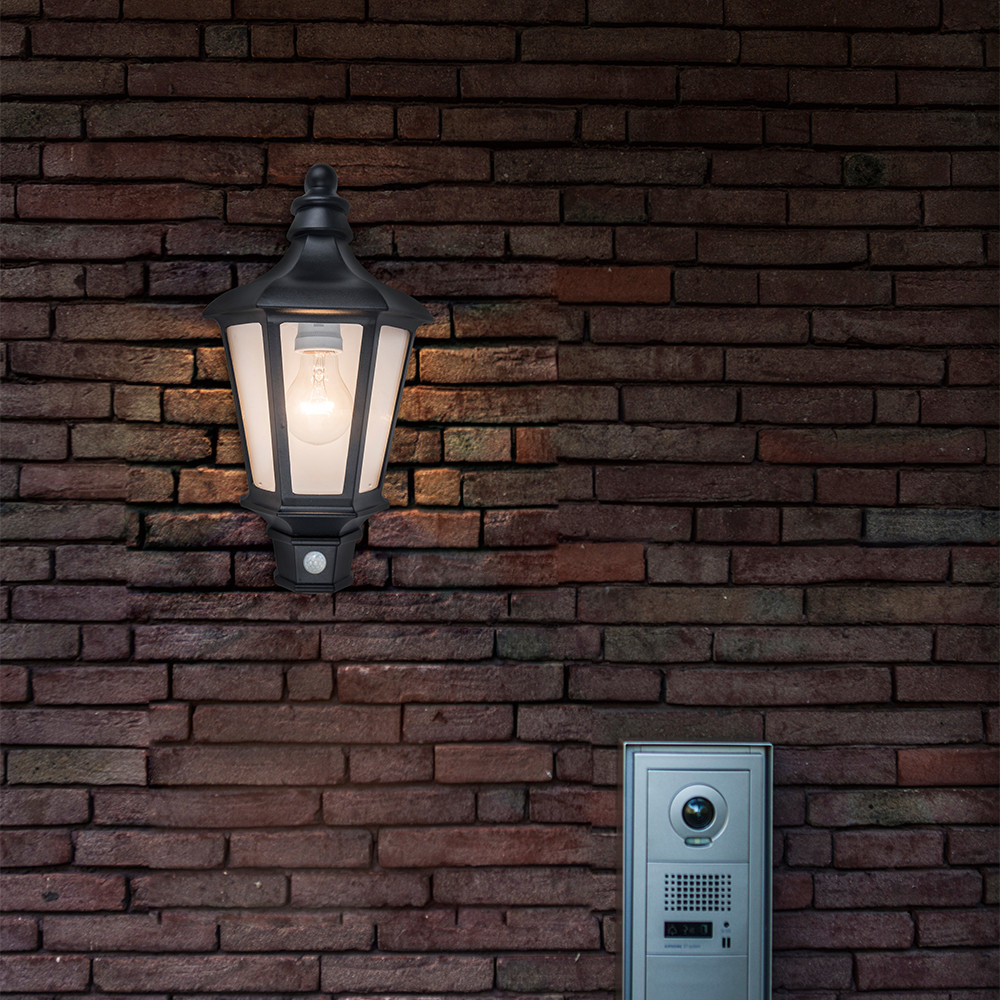 LUTEC Cotswold PIR Sensor IP44 Outdoor Wall Light E27 - Black