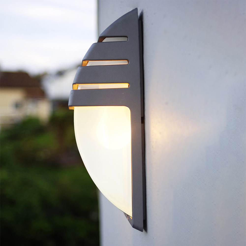 LUTEC City IP44 Outdoor Wall Light E27 - Dark Grey