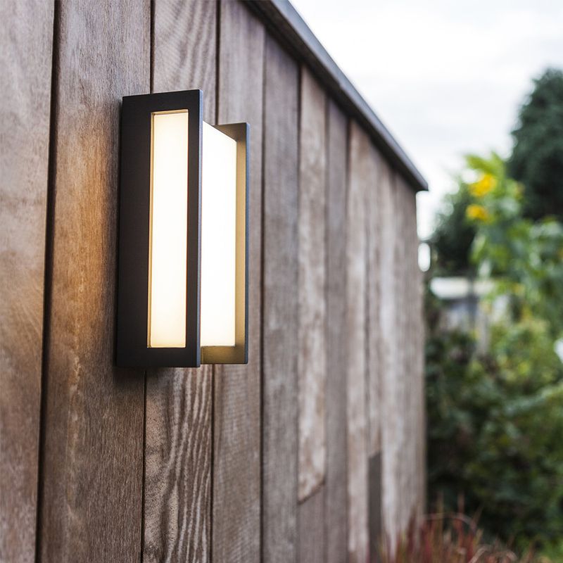 LUTEC Qubo IP54 Integrated LED Outdoor Wall Light Dark Grey