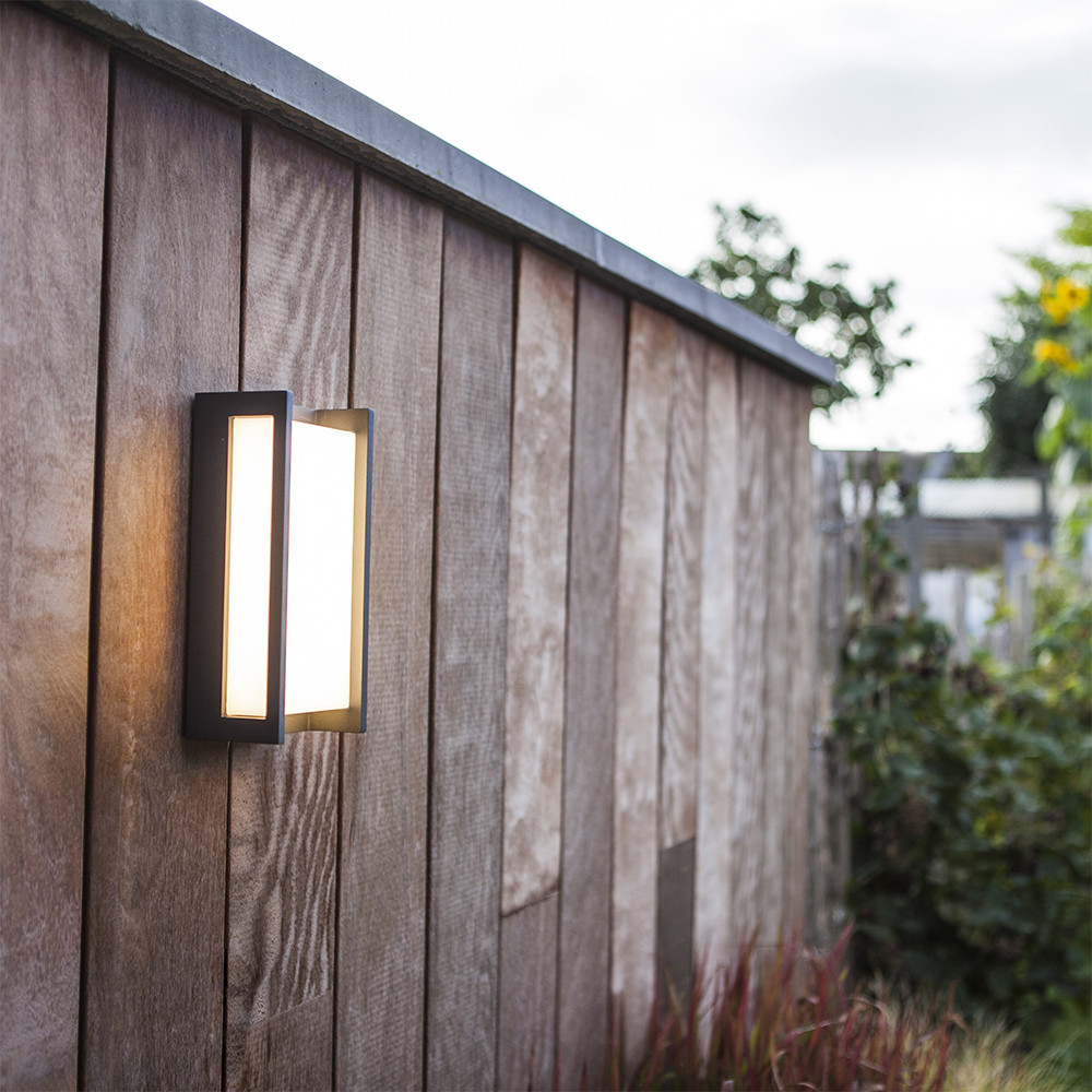 LUTEC Qubo IP54 Integrated LED Outdoor Wall Light - Dark Grey