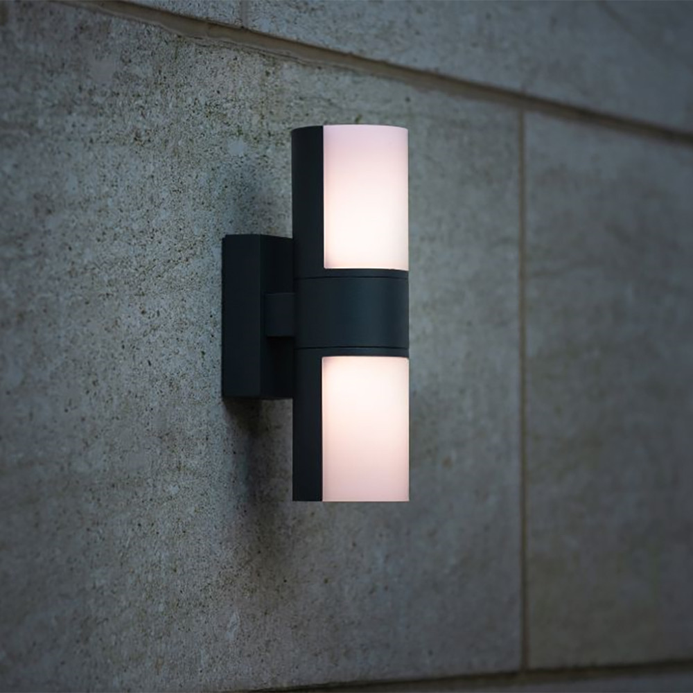 LUTEC Cyra IP54 Integrated LED Outdoor Wall Light with Adjustable Heads - Dark Grey