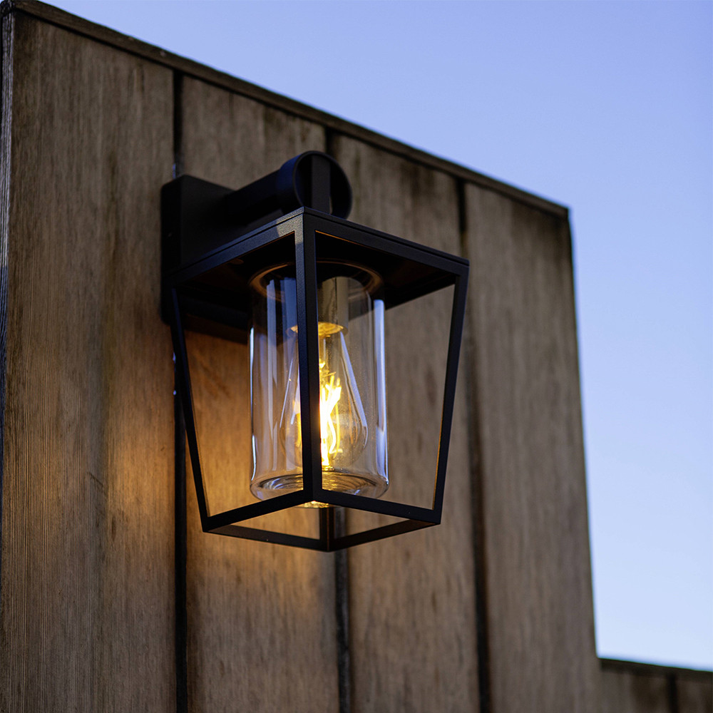 LUTEC West IP44 Outdoor Wall Light E27 - Black