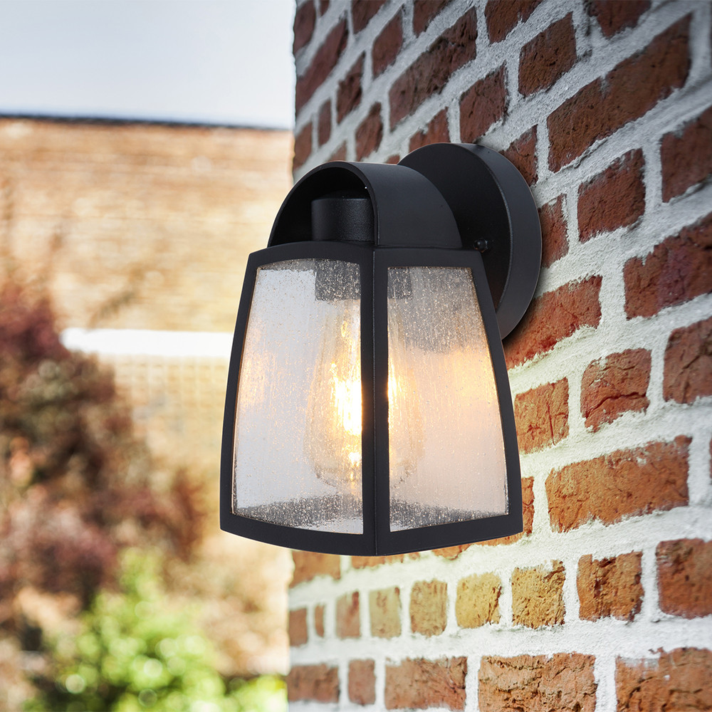 LUTEC Kelsey IP44 Outdoor Wall Light E27 - Black