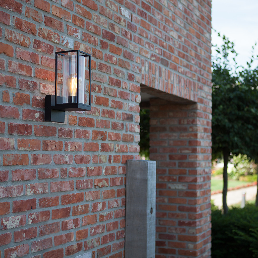 LUTEC Flair IP44 Cottage Outdoor Wall Light E27 - Matt Black