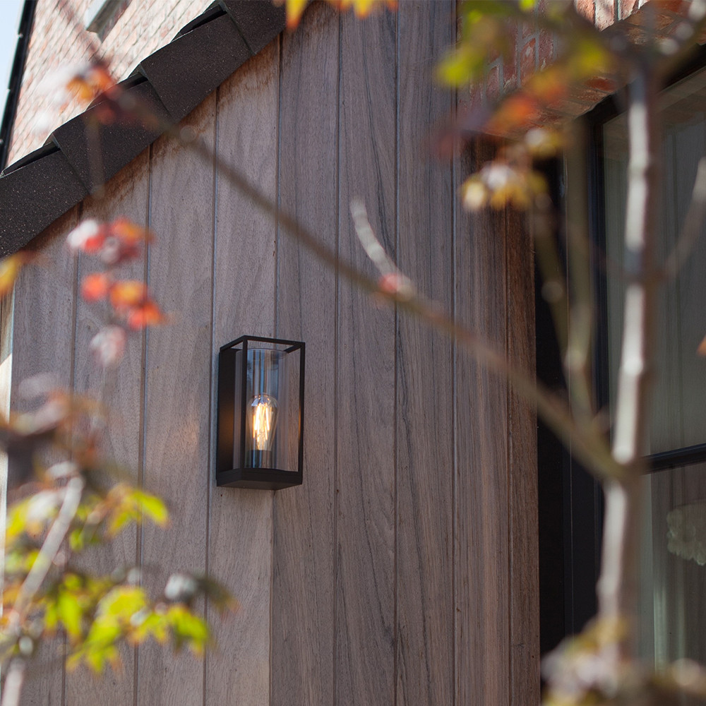 LUTEC Flair IP44 Outdoor Wall Light E27 - Matt Black