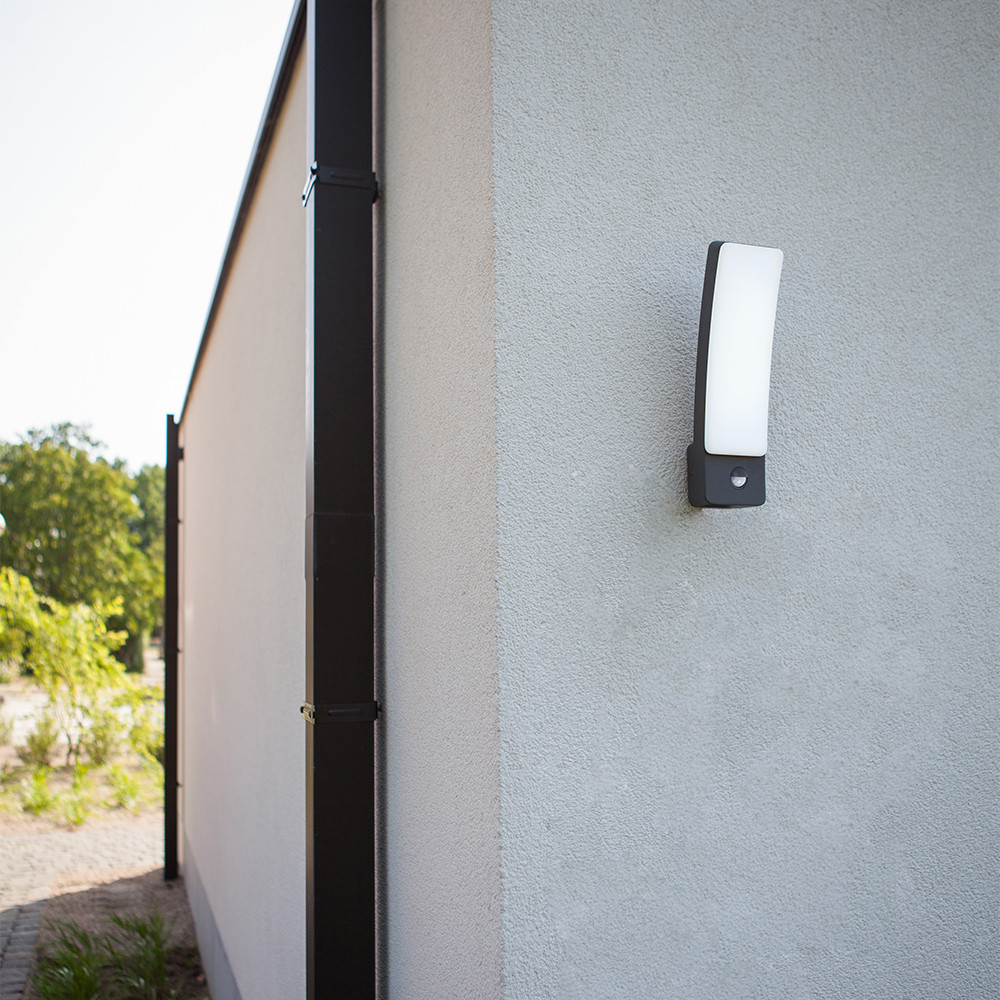 LUTEC Kira PIR Sensor IP54 Integrated LED Outdoor Wall Light - Dark Grey