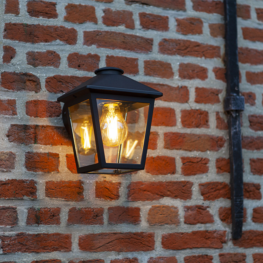 LUTEC Zago IP44 Outdoor Wall Light E27 - Black