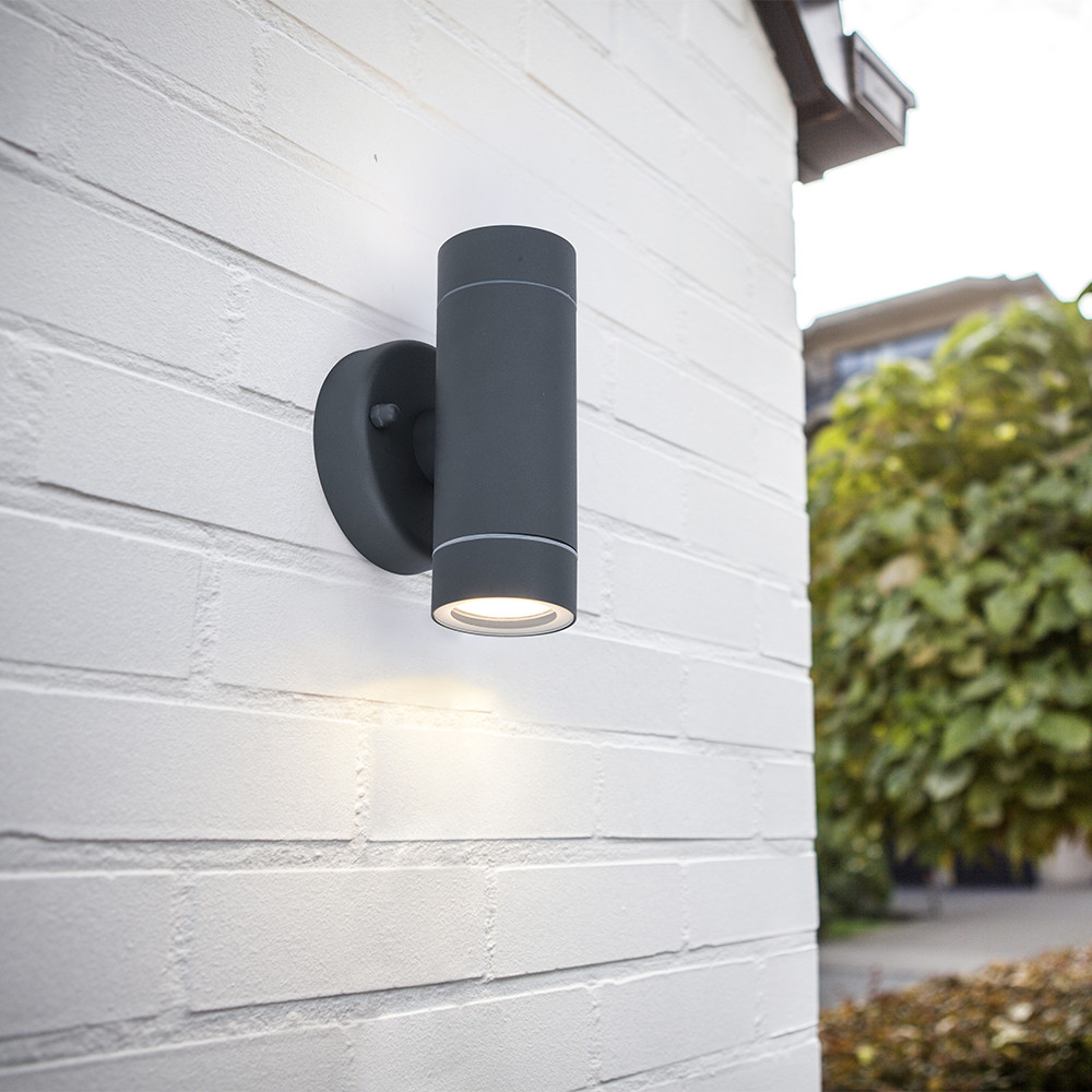 LUTEC Rado IP44 Outdoor Wall Light 2 x GU10 - Graphite Black