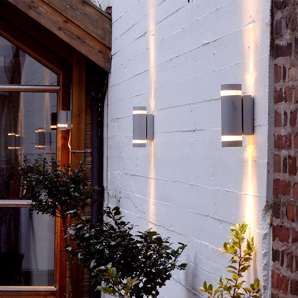 LUTEC Focus IP44 Outdoor Wall Light 2 x GU10 - Dark Grey