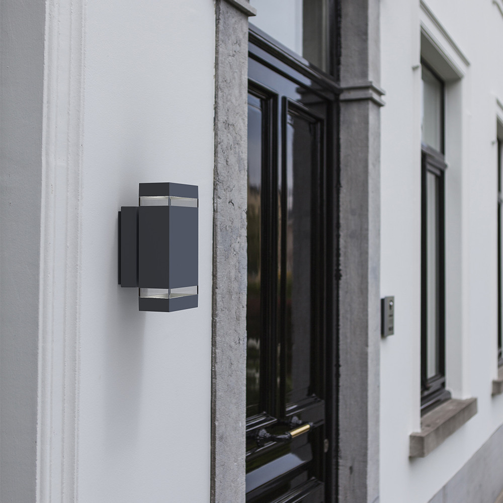 LUTEC Focus IP44 Integrated LED Outdoor Wall Light - Dark Grey