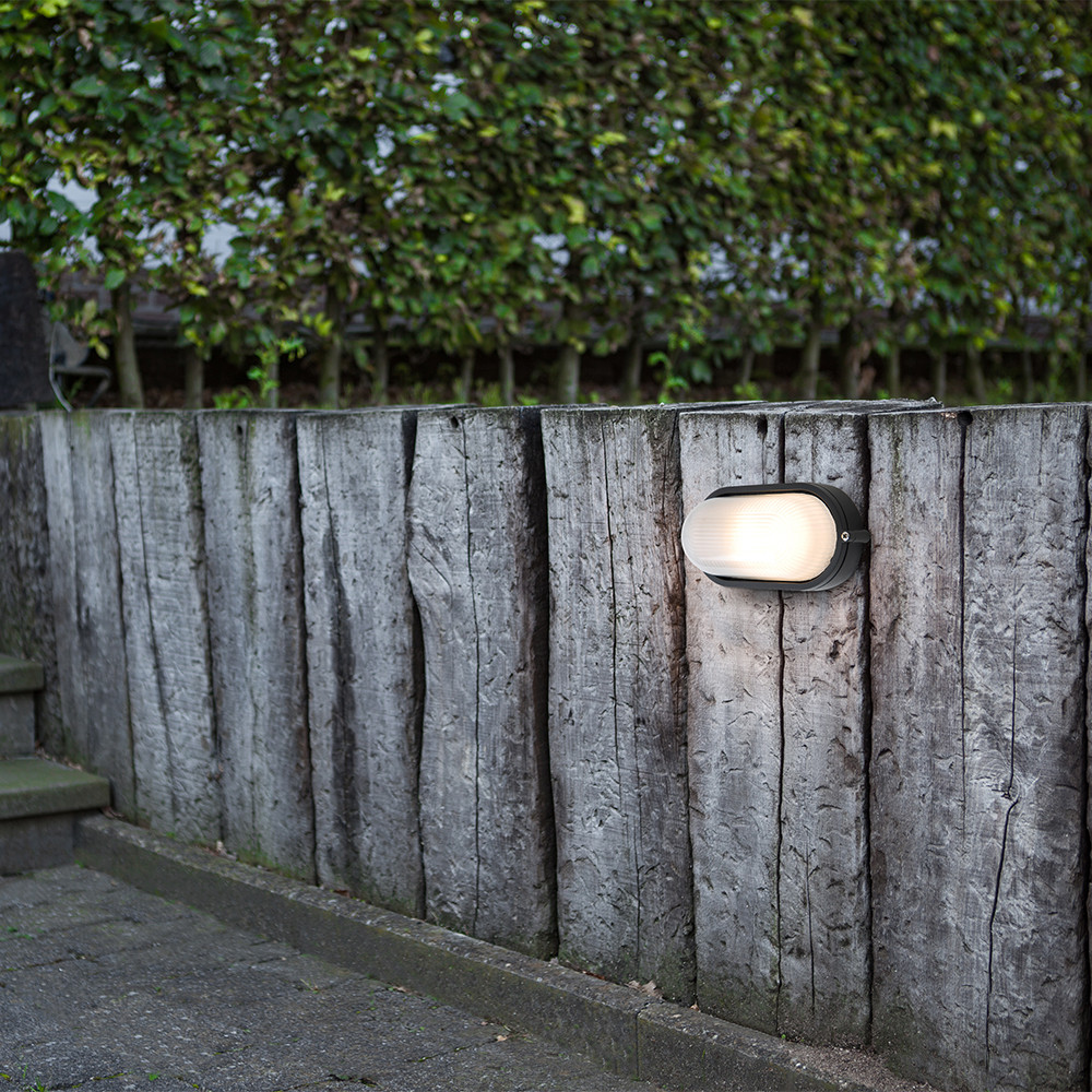 LUTEC Echo IP44 Outdoor Wall Light E27 - Black