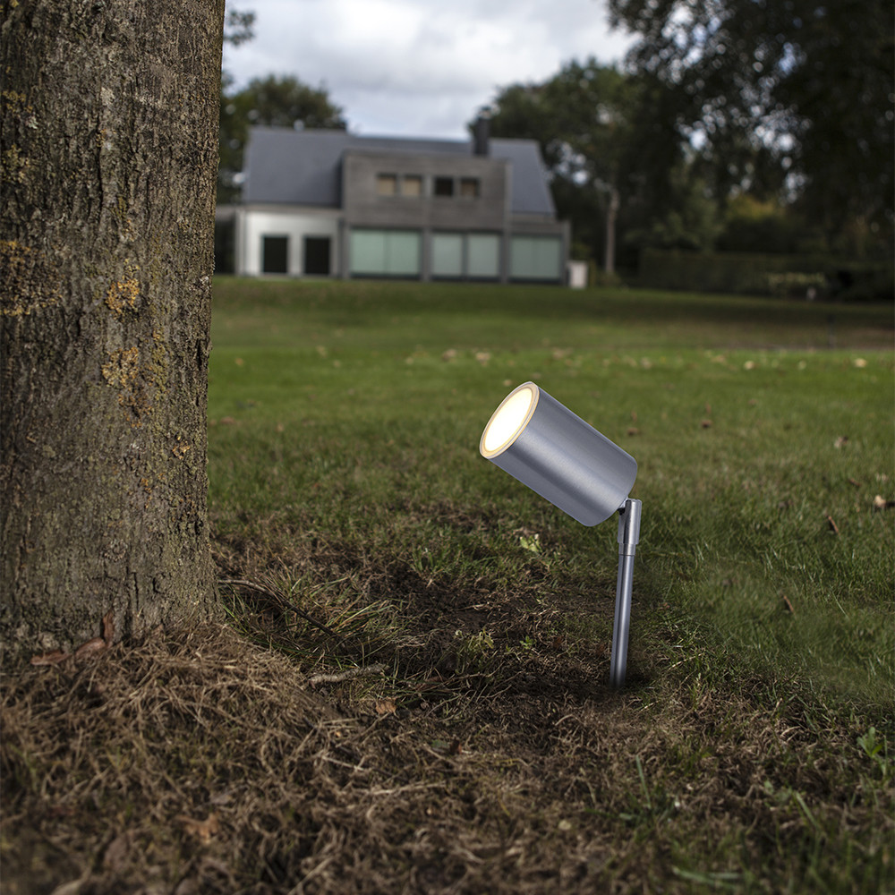 LUTEC Rado IP44 Outdoor Spike Light GU10 - Stainless Steel