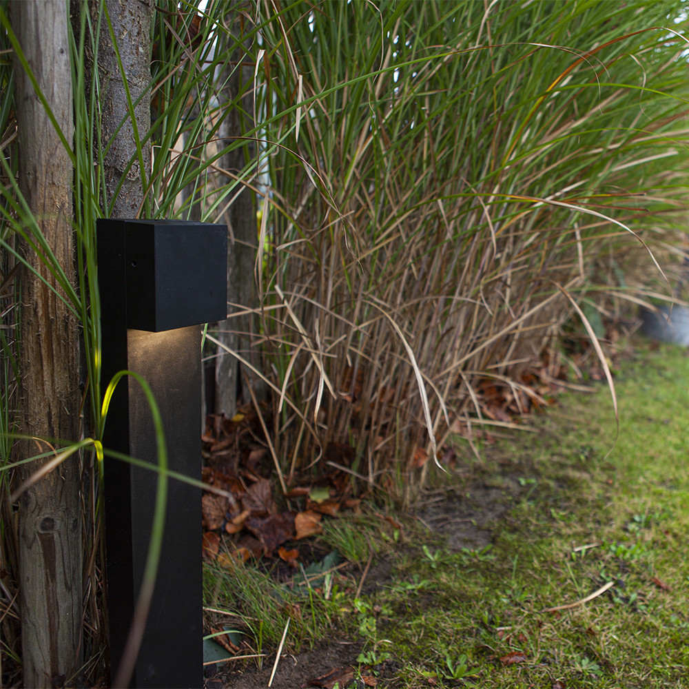 LUTEC Gemini XF IP54 Integrated LED Outdoor Bollard Light - Matt Black