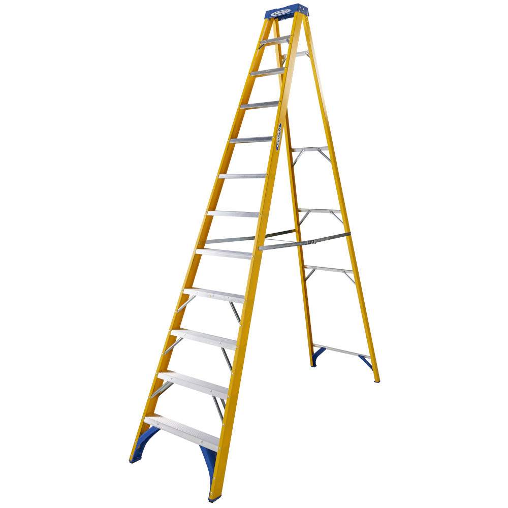 Werner 12 Tread Trade Fibreglass Step Ladder - Bs 2037 En131 Professional
