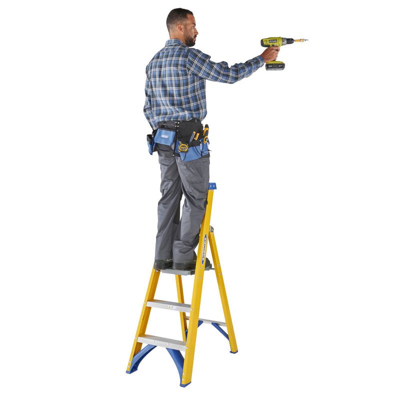 Werner 3 Tread Trade Fibreglass Platform Step Ladder BS 2037 EN131 Professional Insulation