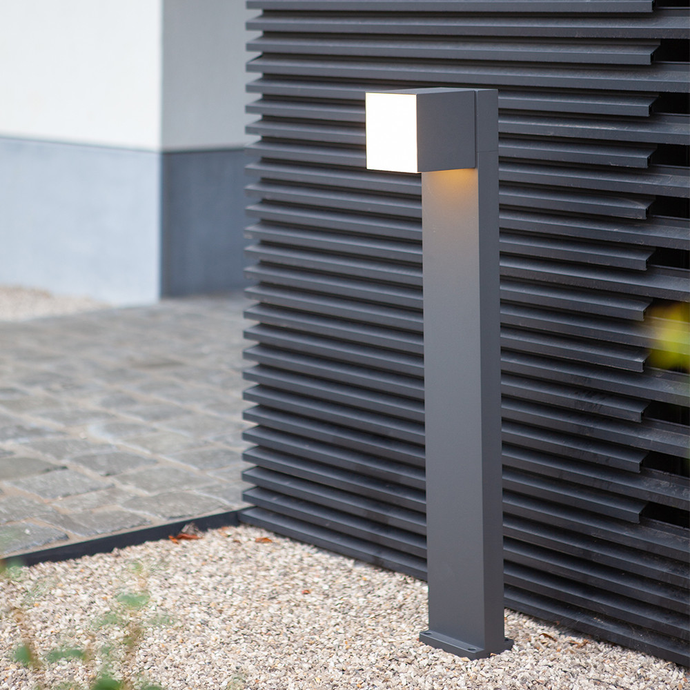 LUTEC Cuba IP54 Integrated LED Outdoor Bollard Light with Adjustable Head - Dark Grey