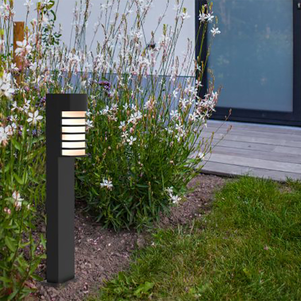 LUTEC Fulton IP54 Outdoor Bollard Light E27 - Black