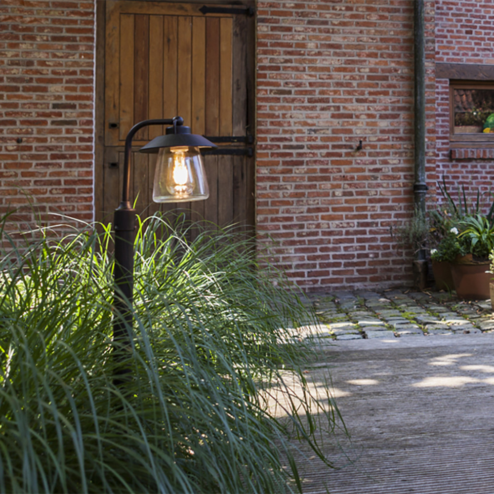 LUTEC Cate IP44 Outdoor Bollard Light E27 - Black Rust