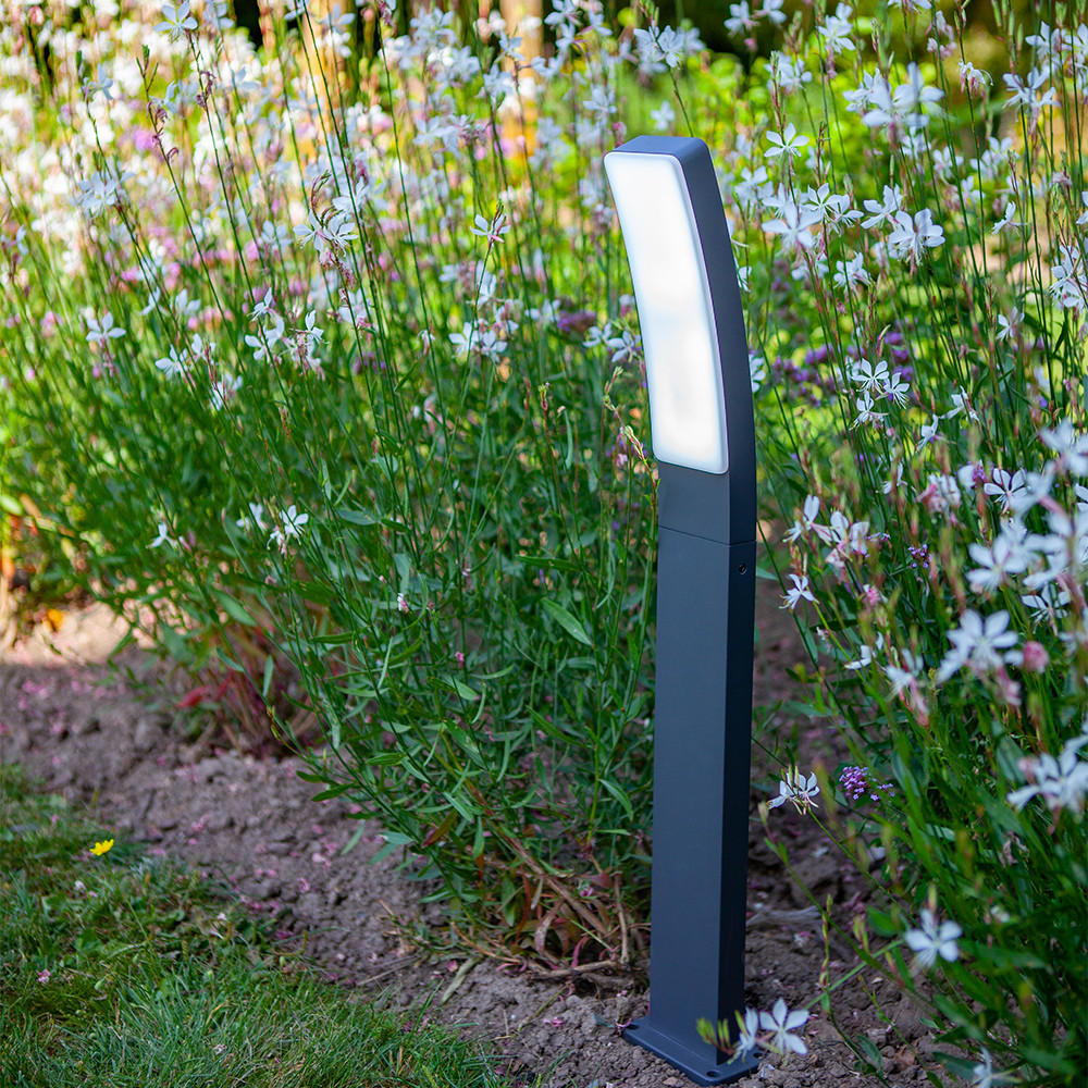 LUTEC Kira IP54 Integrated LED Outdoor Bollard Light - Dark Grey
