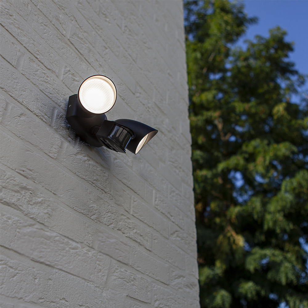 LUTEC Shrimp PIR Sensor IP54 Integrated LED Outdoor Security Light - Black