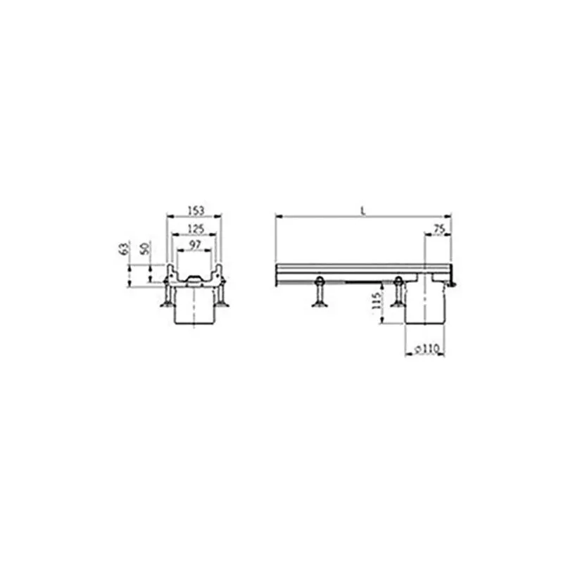 Outlet Invert ACO Deckline 125 Level 50mm Invert End Outlet Drainage Channel 500mm ...