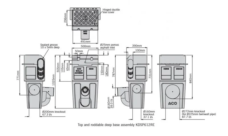 ACO KerbDrain SP280 Splayed Gully Top and Roddable Deep Base Unit ...