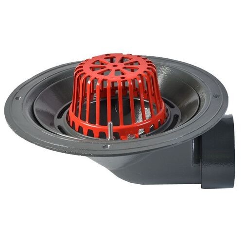 ACO Rainwater Roof Outlet 90dg Screw with Dome Grate - 100mm