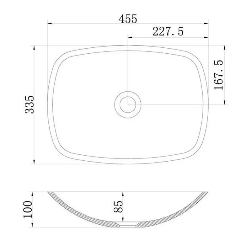 Aero 455mm x 335mm Stone Resin Narrow Rectangular Basin | Drainage ...