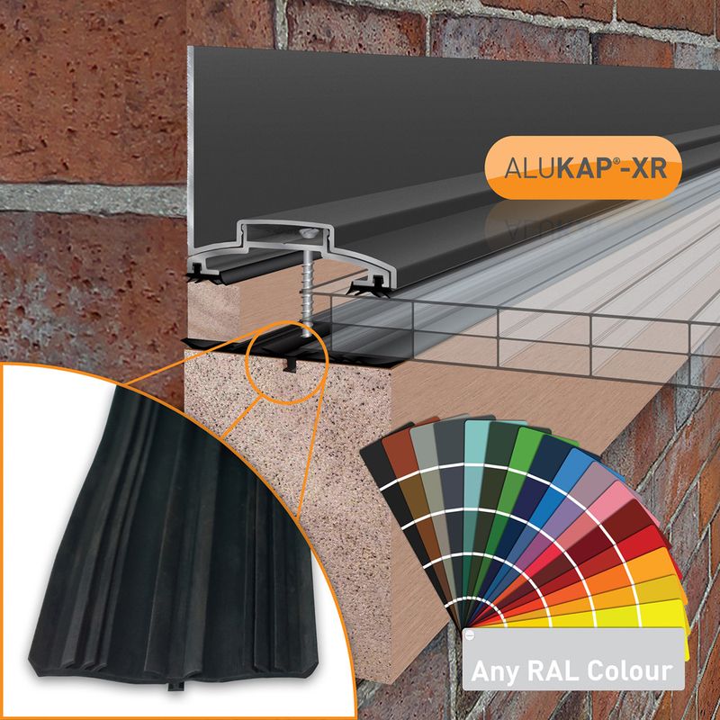 Powder Coating Rafter ALUKAP-XR 60mm Wall Bar with 55mm Slot Fit Rafter Gasket and End Cap ...