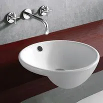Alsace 435mm White Ceramic Round Semi Recessed Basin