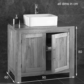 Alta 900mm Dark Oak Free Standing Vanity Storage Cabinet