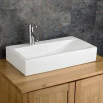 Altomura 670mm x 380mm White Ceramic Large Rectangular Sloped Basin