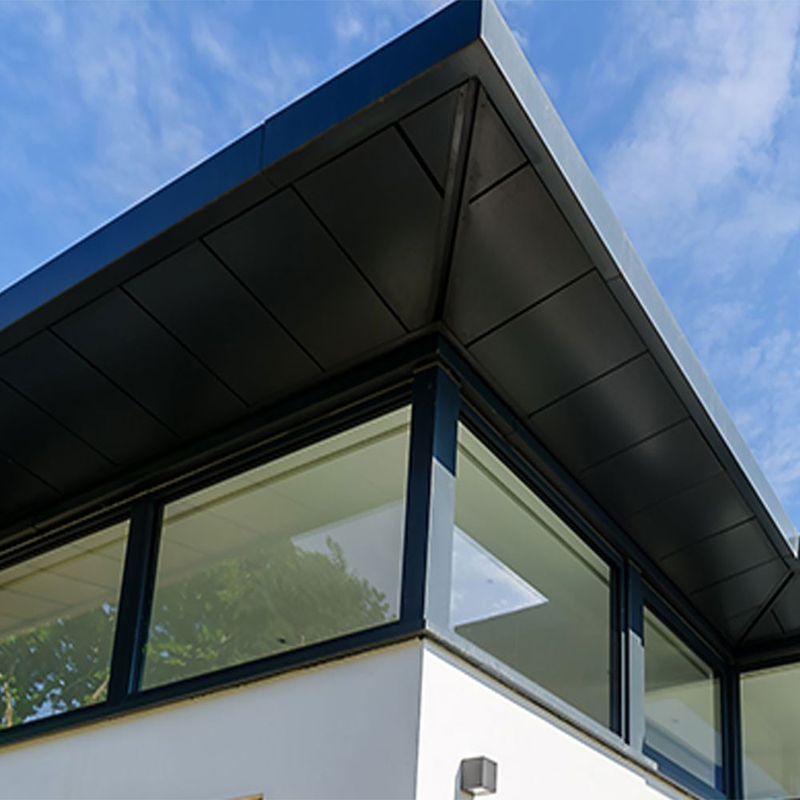 Alumasc Skyline SF1 Profile Fascia with 1 Bend in black.