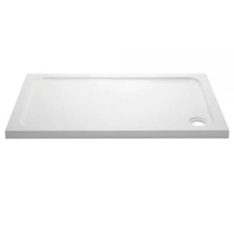 April Slimline 1800mm x 800mm White Rectangular Shower Tray Plumbing