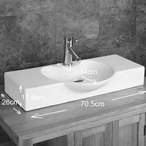 Aprilia 700mm x 340mm White Ceramic Wide Rectangular Basin