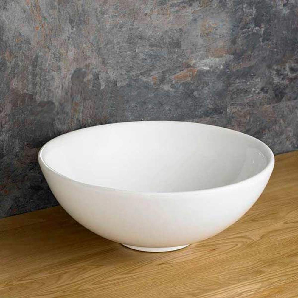 Clickbasin White Arezzo 400Mm Ceramic Large Round Countertop Basin