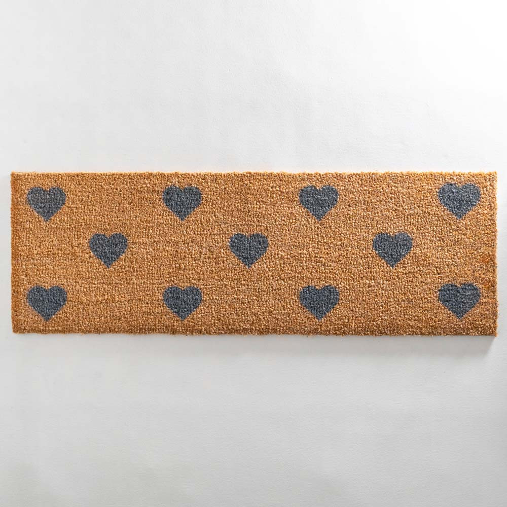 Artsy Patio Long Door Mat Grey Hearts Door Superstore®