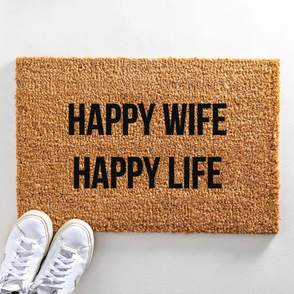 Artsy Quirky Door Mat Happy Wife Happy Life Door Superstore®