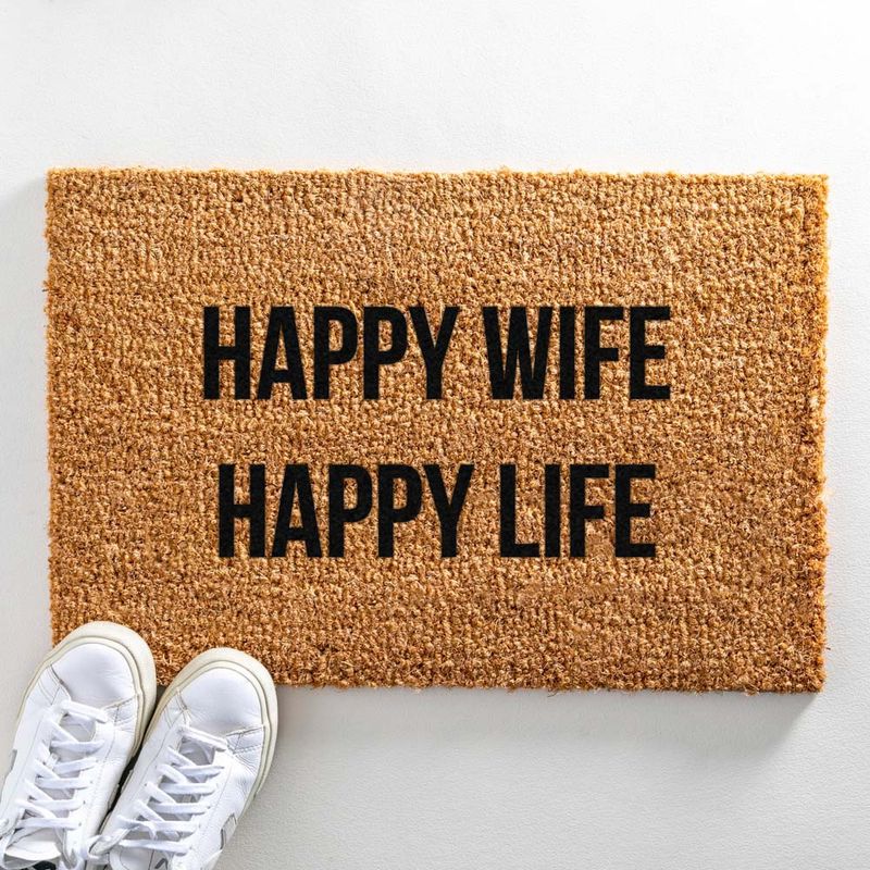 Artsy Quirky Door Mat Happy Wife Happy Life Door Superstore®